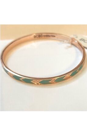 BCBGeneration Teal Enamel Inlay Chevron Arrows Rose Gold Thin Bangle Bracelet